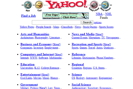 Yahoo website in 1997