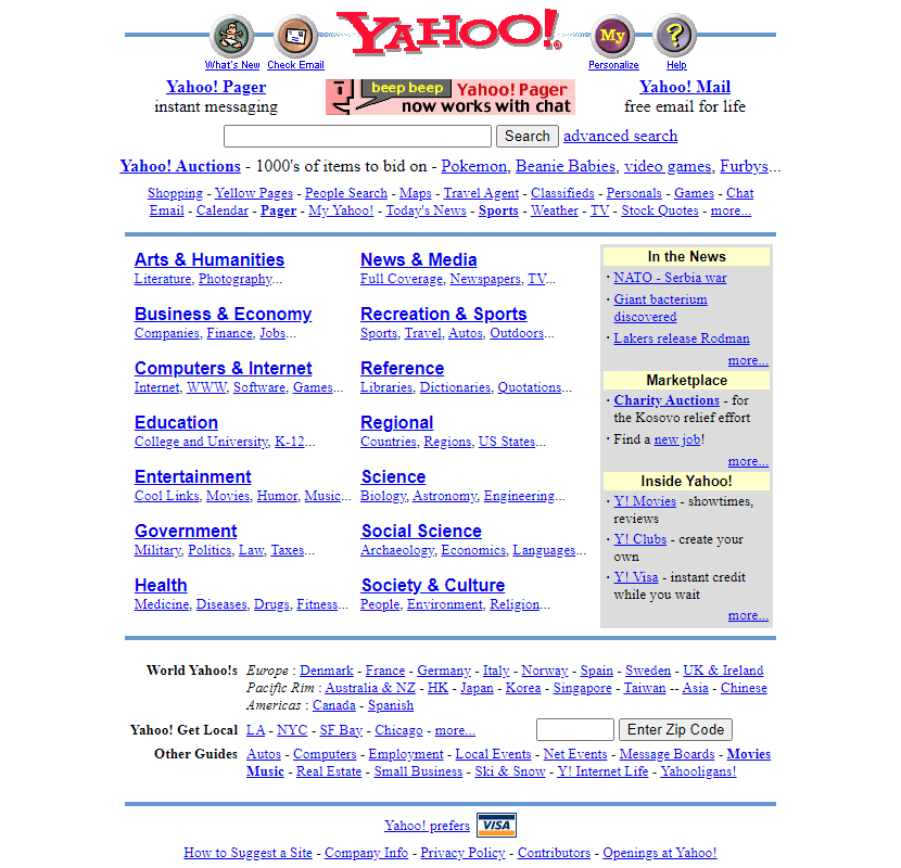Yahoo in 1999