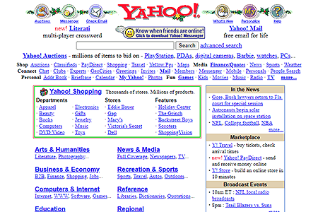 Yahoo website in 2000