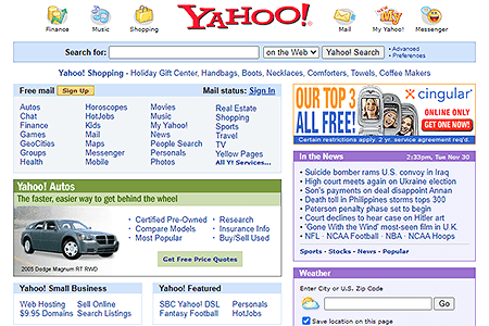 Yahoo website in 2004