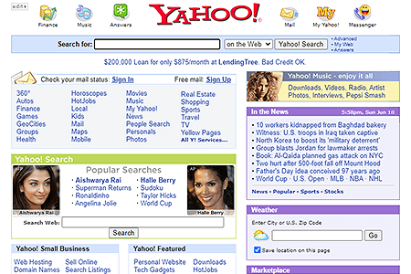 Yahoo website in 2006