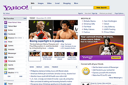 Yahoo website in 2009