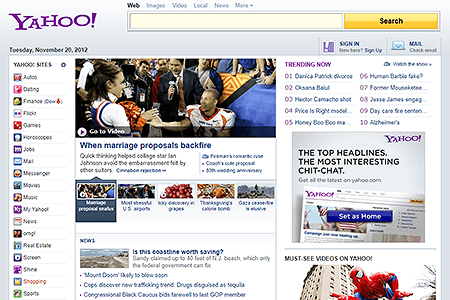 Yahoo website in 2012