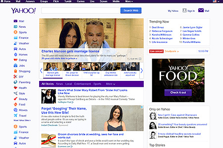 Yahoo website in 2014