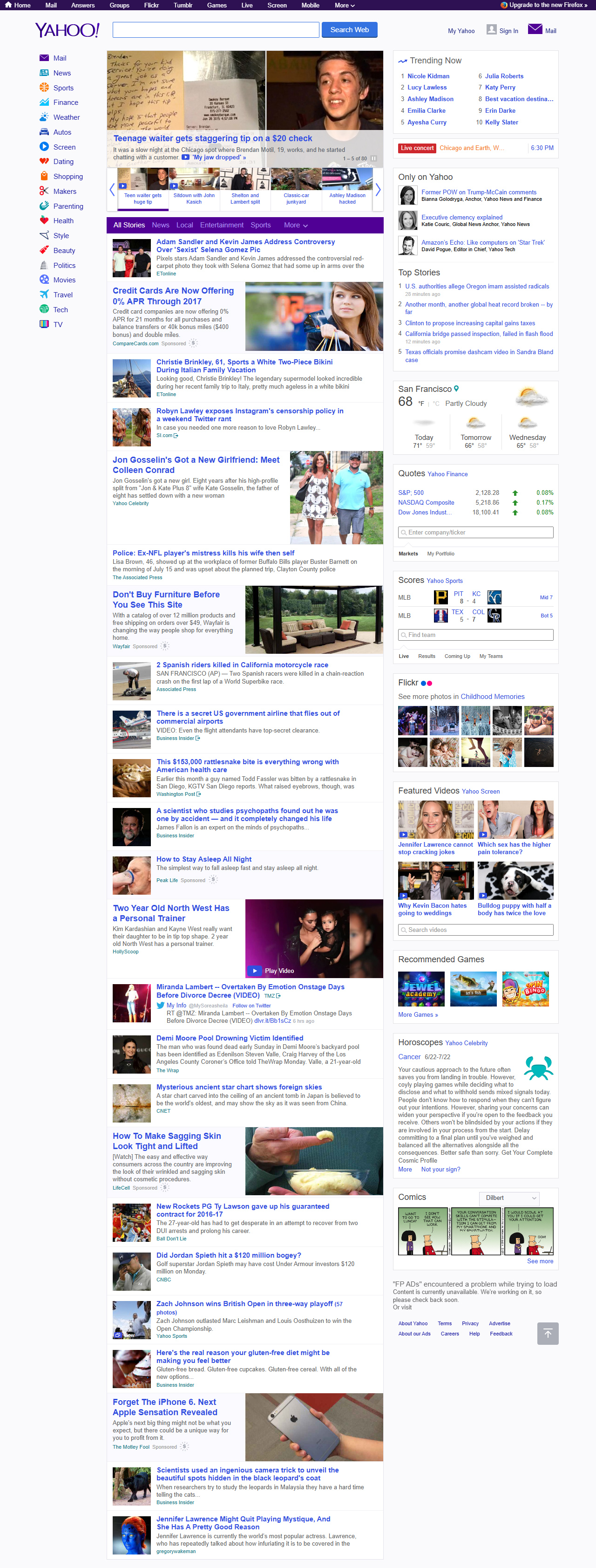 Yahoo website in 2015