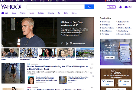 Yahoo website in 2017