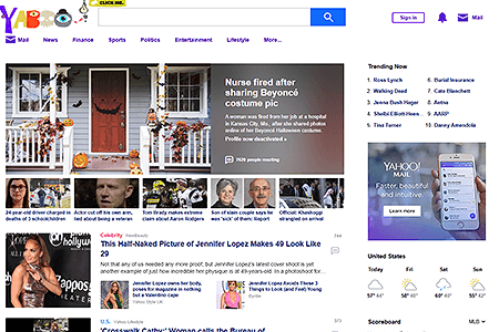 Yahoo website in 2018