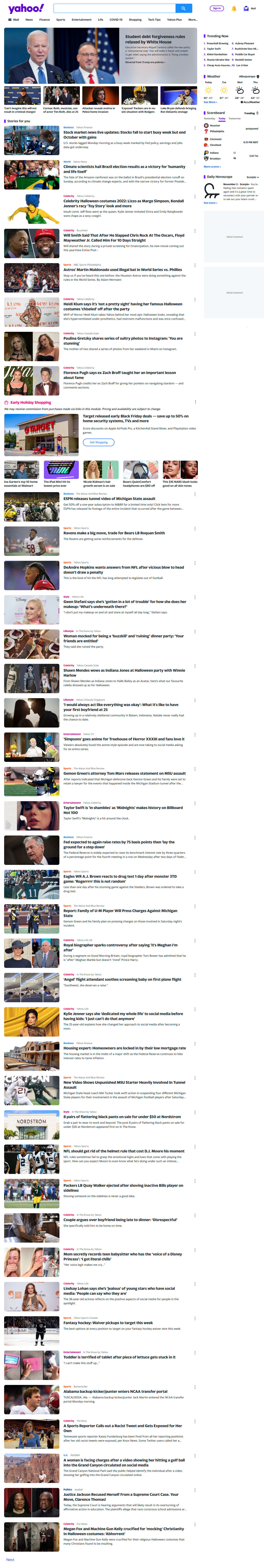 Yahoo website in 2022