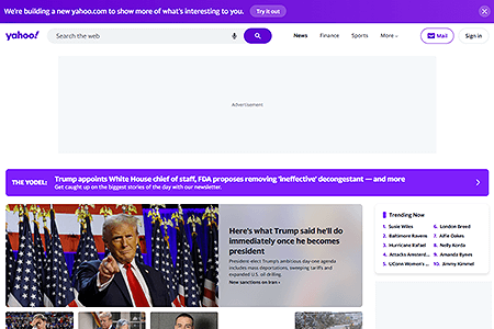 Yahoo website in 2024