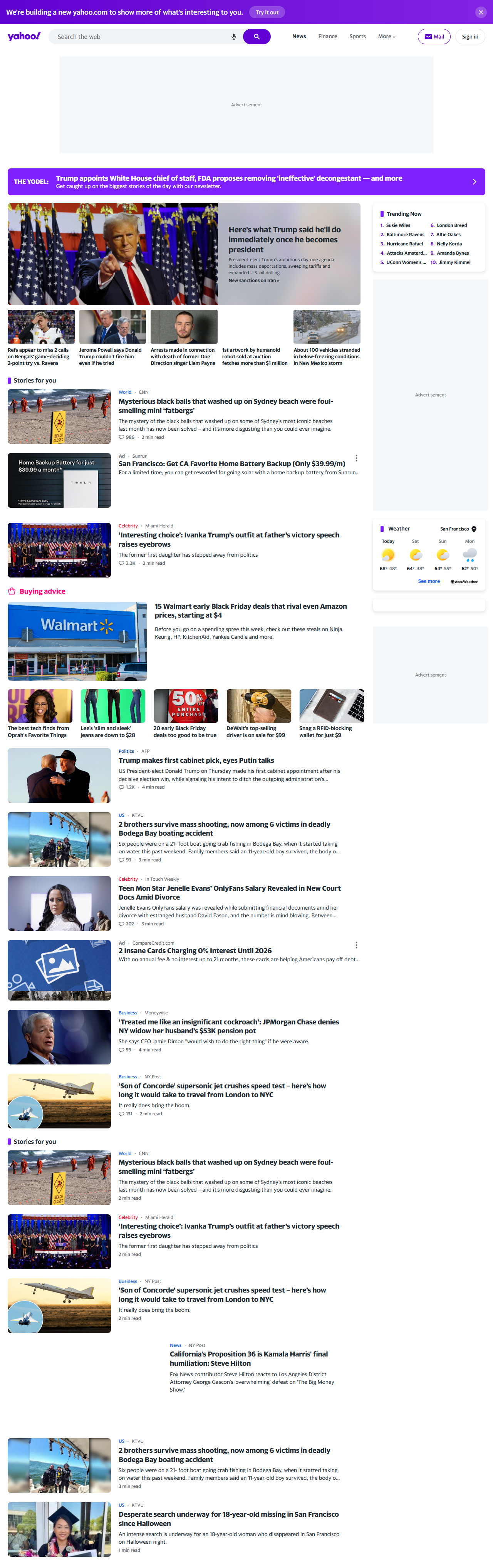 Yahoo website in 2024