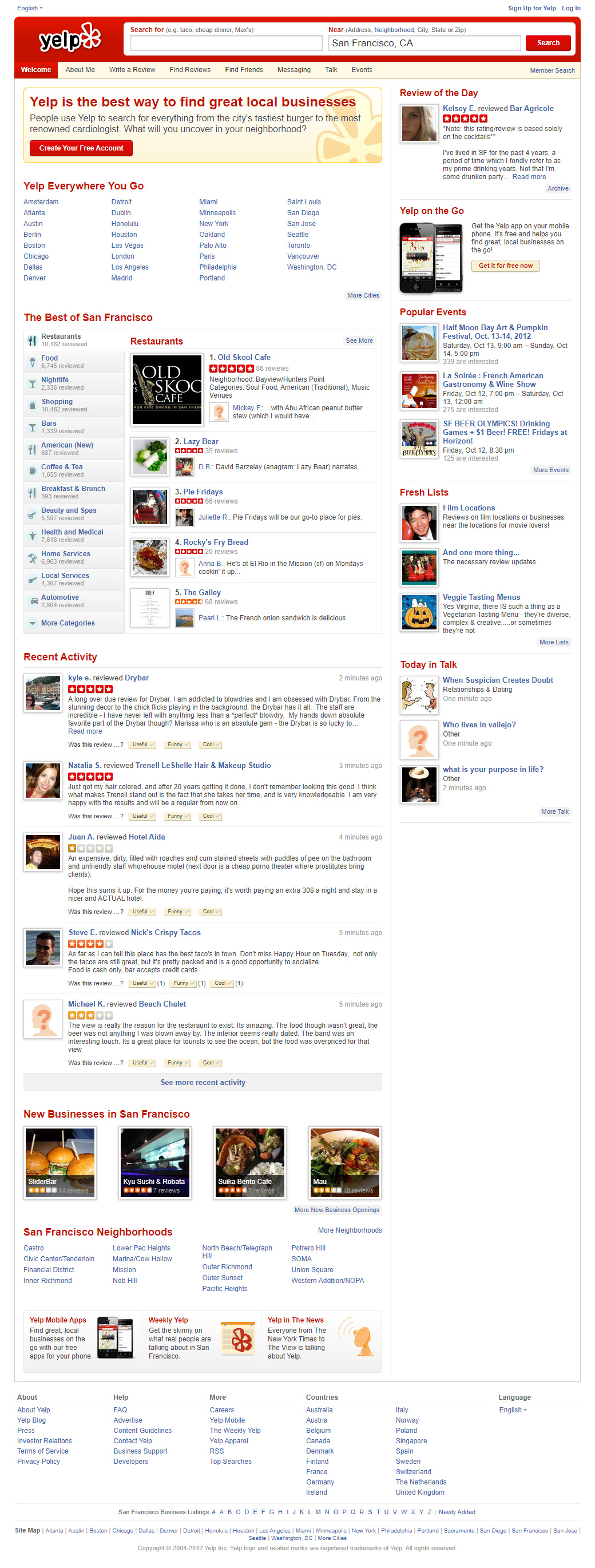 Yelp in 2012
