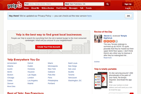 Yelp website in 2015