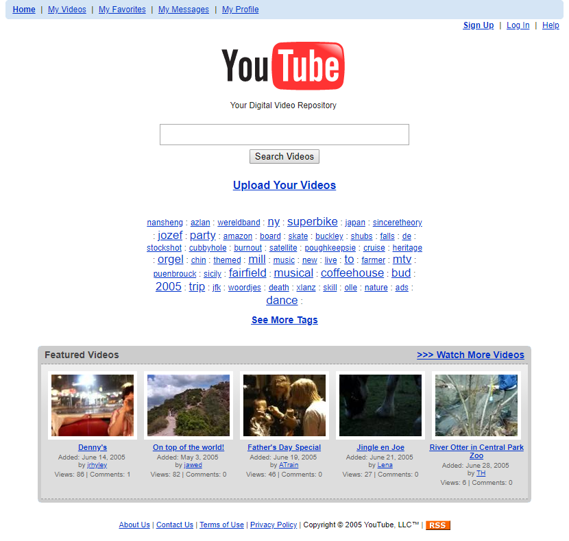 YouTube website in 2005