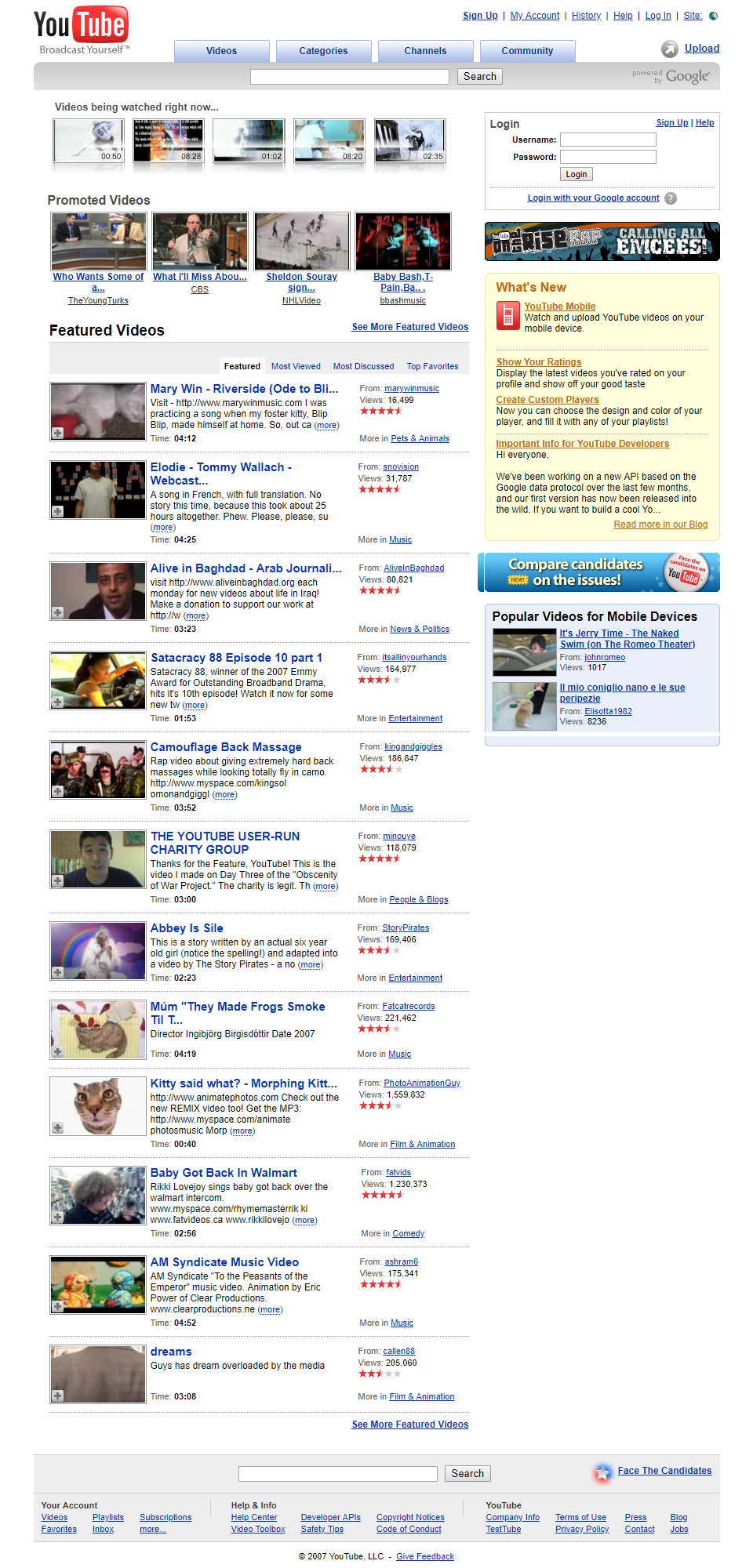 Youtube In 2007 Timeline Web Design Museum - how to get the old roblox website back youtube