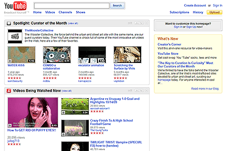 YouTube website in 2009