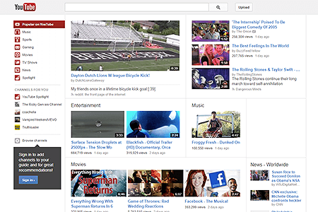 YouTube website in 2013