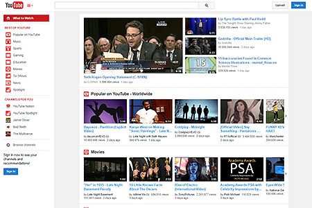 YouTube website in 2014