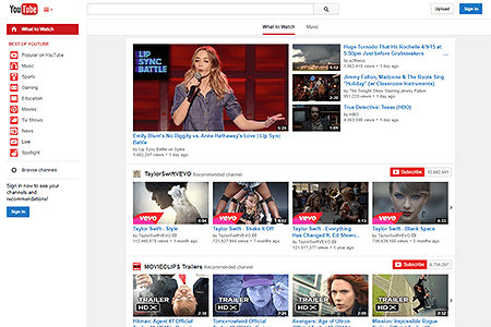 YouTube website in 2015