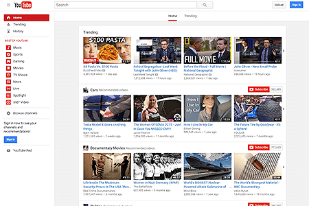 YouTube website in 2016