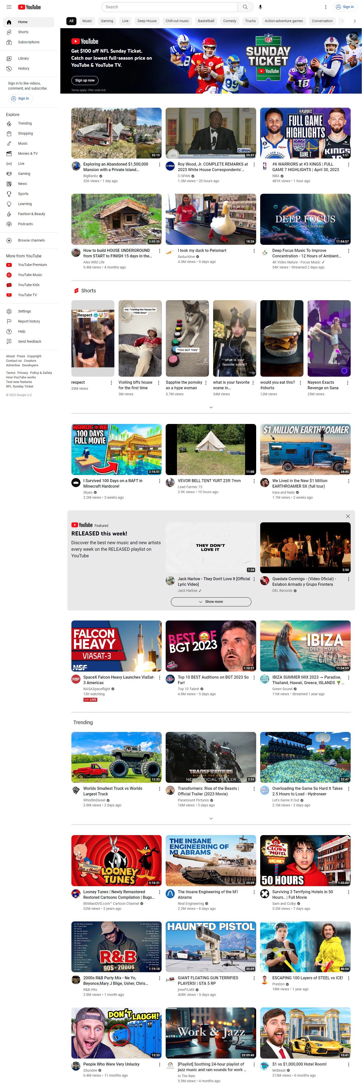 YouTube website in 2023