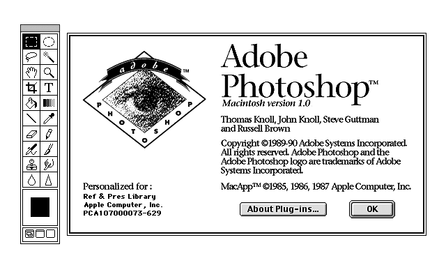 Adobe Photoshop 1.0 - 1990 | Web Design Museum