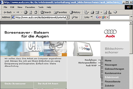 Audi.com, the first partially “responsive” website in 2001