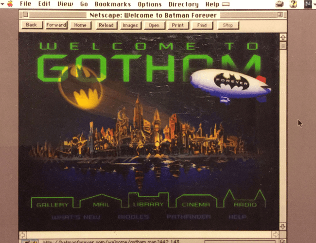 Batman Forever website in 1995