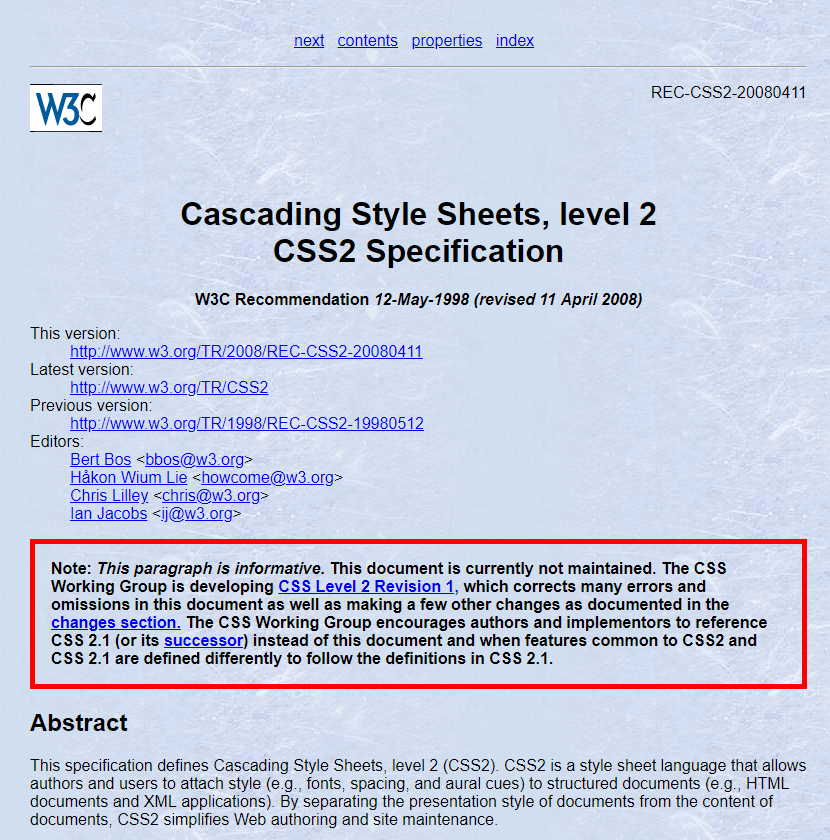 CSS2 specification 1998