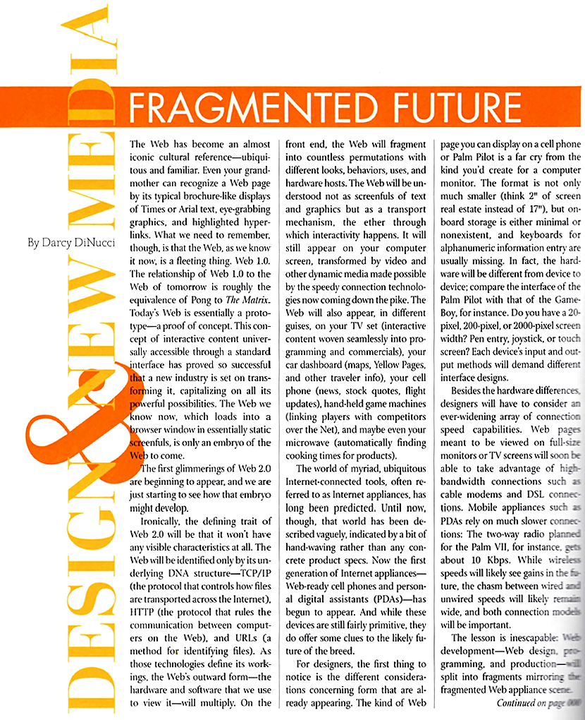 Fragmented Future by  Darcy DiNucci  – Web 2.0
