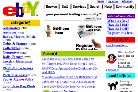 eBay website in 1999
