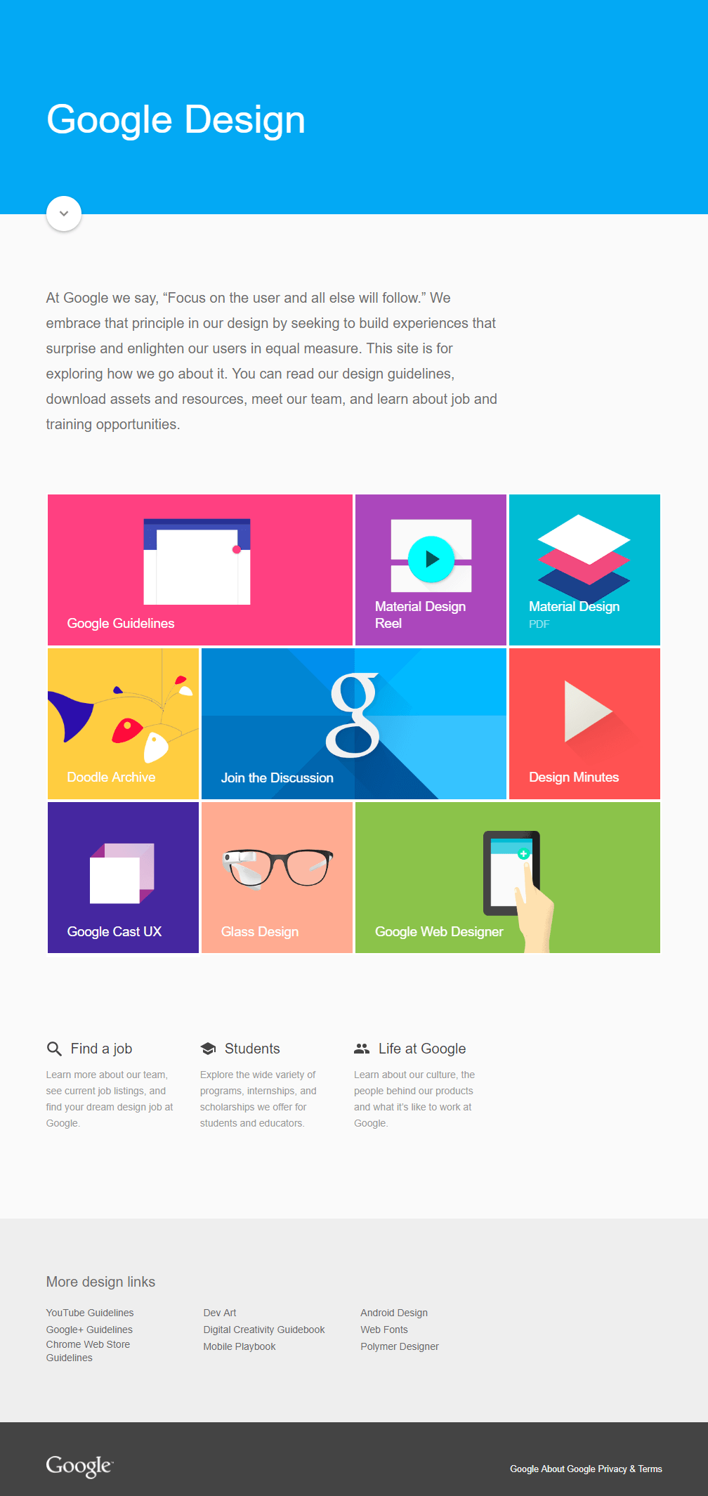 Google Material Design website in 2014