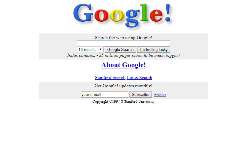 In 1998 google 'Google in