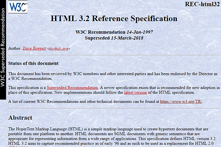 HTML 3.2 specification 1997