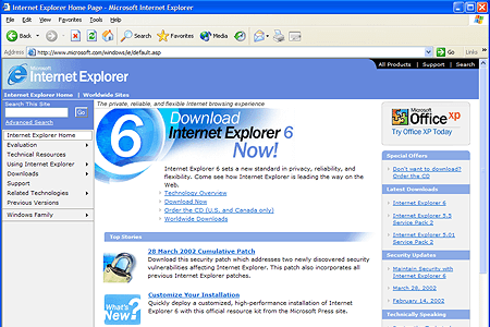 Internet Explorer 6.0 browser