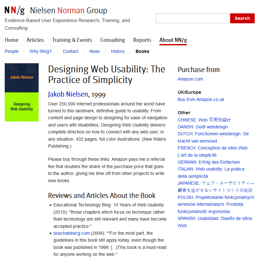 Jakob Nielsen – Designing Web Usability: The Practice of Simplicity