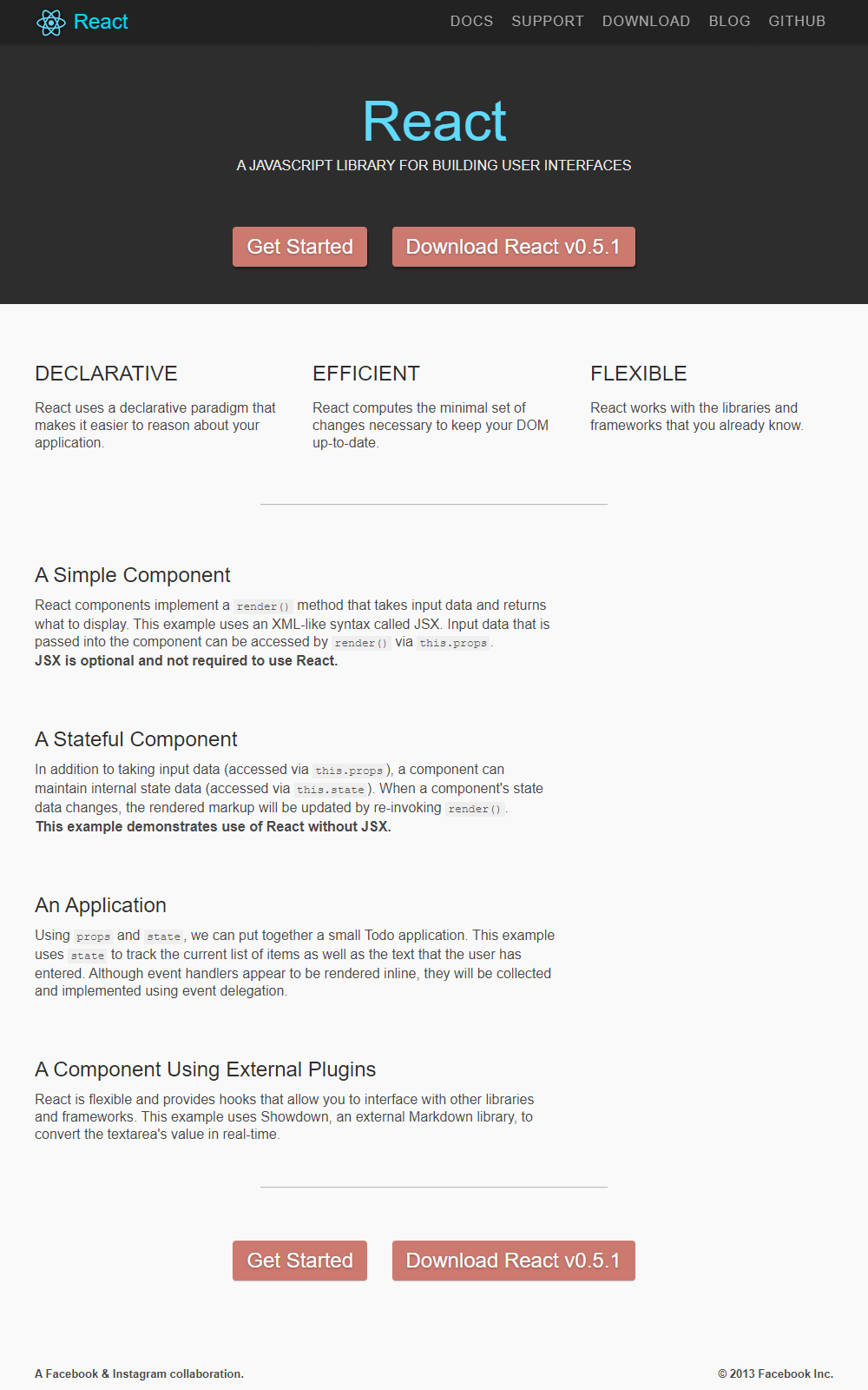React official website in 2013