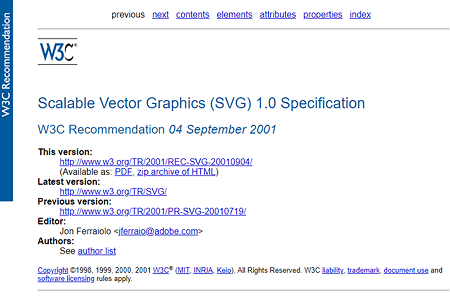 SVG 1.0 specification 2001