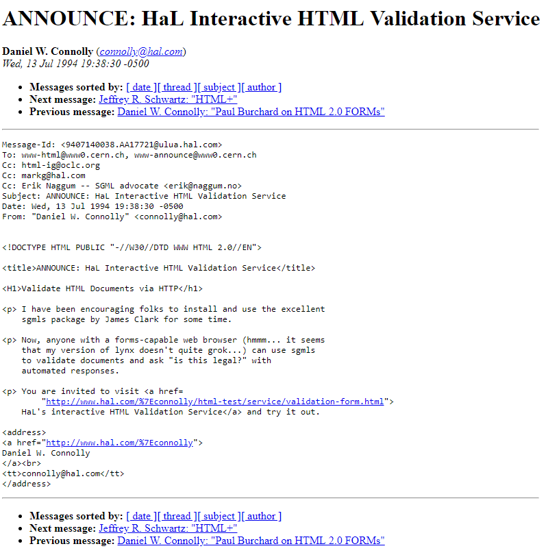 The first HTML validator