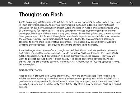 Steve Jobs and his Thoughts on Flash in 2010