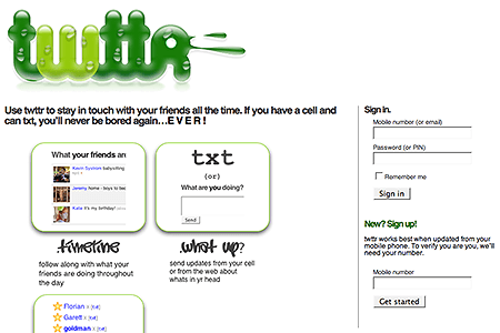 Twitter early website in 2006