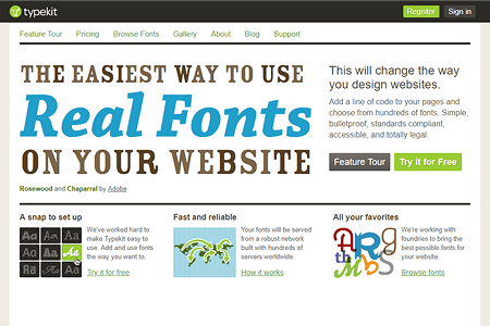 Typekit website in 2010