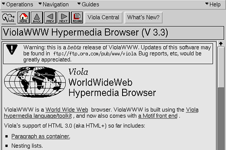 ViolaWWW hypermedia browser (v 3.3.)
