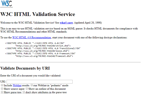 W3C HTML Validator in 1998
