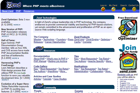 Zend.com website in 2000