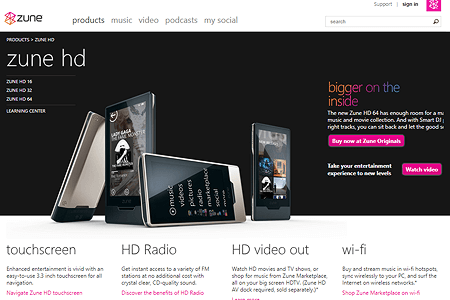 Zune Media Player and Flat Design in 2009